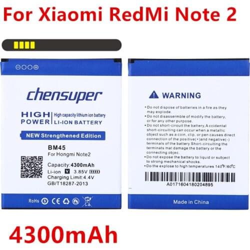 Chensuper 100% High Capacity New 4300mAh BM45 Battery for Xiaomi RedMi Hongmi Note2 Red Rice Note 2 Battery