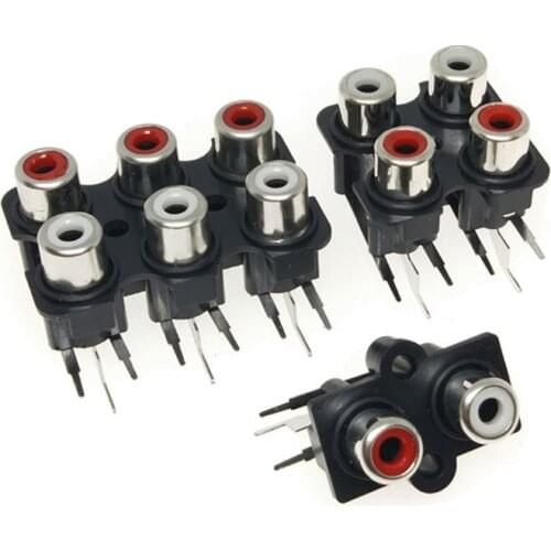 Free shipping 5PCS 2/4/6 hole RCA Female Stereo Jack AV Audio input socket Connector