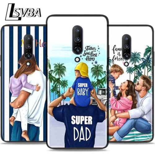 Black Silicone Case Hot Dad Mom Baby Girl For OnePlus 5 5T 6 6T 7 7T 8 8Pro Super Bright Glossy Phone Case Cover