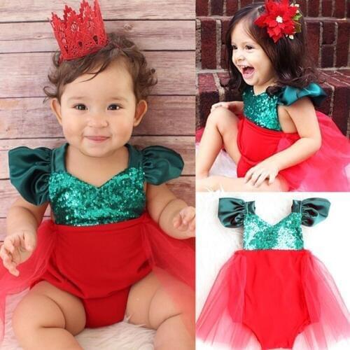 Pudcoco Baby Girl Sequins Princess Dress Infant Baby Girl Patchwork V-Neck Short Jumpsuit Tulle Tutu Sunsuit Outfits Costume