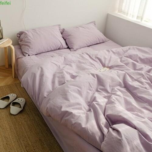 Cotton Solid Bedding article For home Double Queen King Size Bed Linen Duvet cover 220x240 Bed linen set Fitted sheet