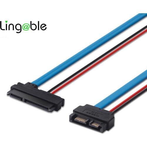Lingable SATA Adapter Cable Serial ATA 22Pin 7+15 Female to Slimline SATA 13Pin 7+6 Male Connector Conterver Cables 30CM