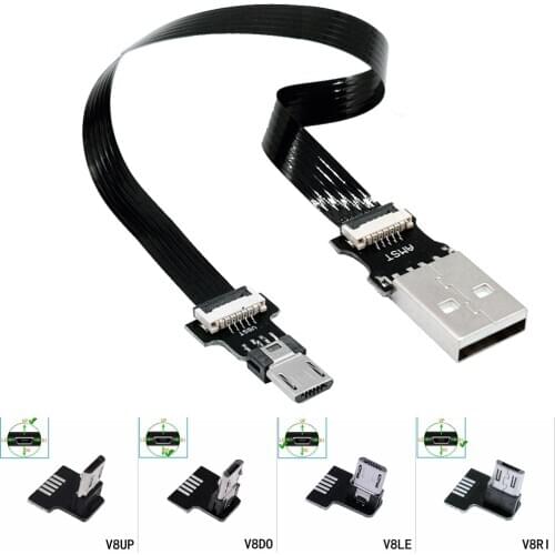 FPC USB Data Cable A Male to Mini Micro USB B 5Pin Male 90 Degree UP / Down / Left / Right Angle Adapter Charge Sync 0.25M 0.5M