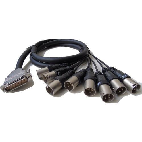 DB25 to 8 Channel XLR Male 5 Foot D-Sub Snake Cable Patch Bay Interface Modular
