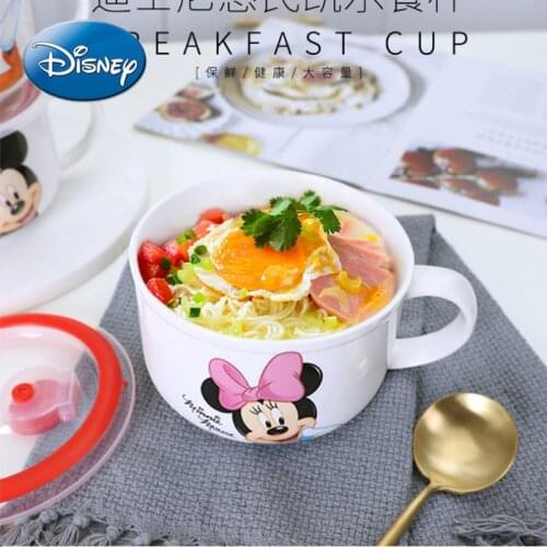 Disney Donald Duck Daisy Ceramic Fresh-keeping Bowl Instant Noodle Bowl Student Household Lunch Box Instant Noodle Bowl with Lid
