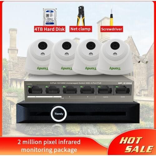 JSMAX 4CH HD POE NVR Kits 2million pixel infrared monitoring package Video Surveillance System Security Camera Kit