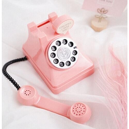 Retro Telephone Piggy Bank Creative Childrens Toy Change Box Vintage Telephone Piggy Bank Home Decoration Coin Storage Box