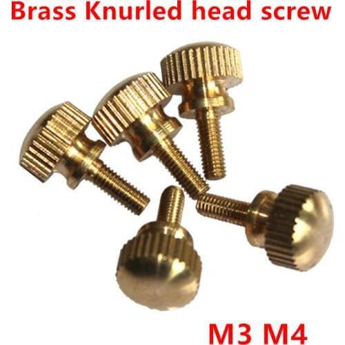 10pcs Brass Thumb Screw brass Twist knurled head with Step Screw Hand tighten thumb screw Bolts M3 M4x 6/8/10/12/16mm