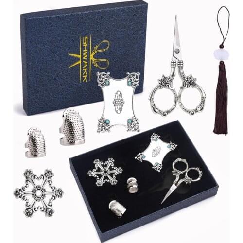 SHWAKK Embroidery Scissors Kit Vintage Scissors with European Style Vintage Sewing Kit for Crafting Sewing Needlework DIY Tools