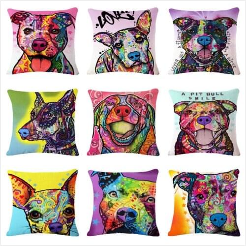 Printed cartoon dog, cushion cover, pillowcase, hug pillowcase, painted cute artist home sofa quilt cover