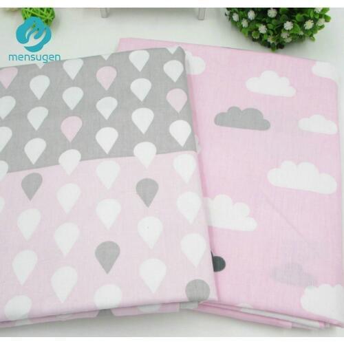 2pc 50cm*160cm Pink Clouds raindrops Cotton Fabric for Home Textile Baby quilts Cushions Sewing Fabric Home Decoration Material
