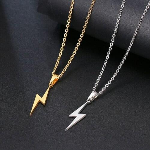 2021 New Trend Jewelry Fashion Stainless Steel Necklace for Men Hip Hop Party Accessories Lightning Pendant Necklace Jewelry