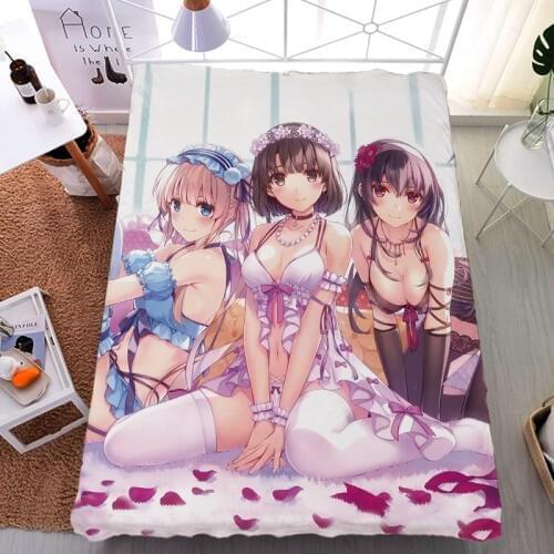 August update Anime Saenai Hiroin no Sodatekata Katou Megumi & Eriri & Kasumigaoka Utaha bed milk sheet blanket summer quilt