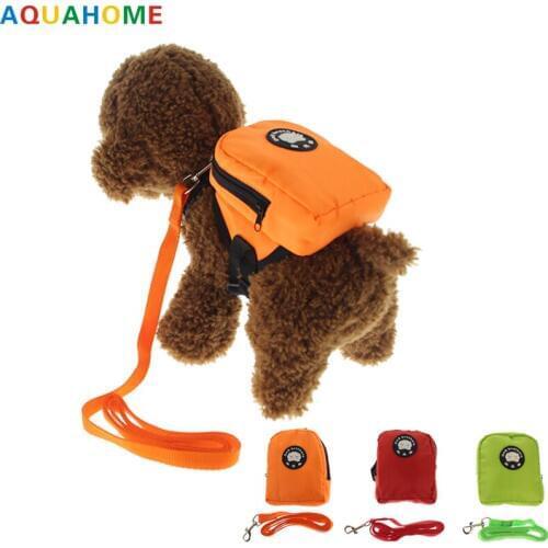 Pet dog pure color nylon outer backpack bag traction rope