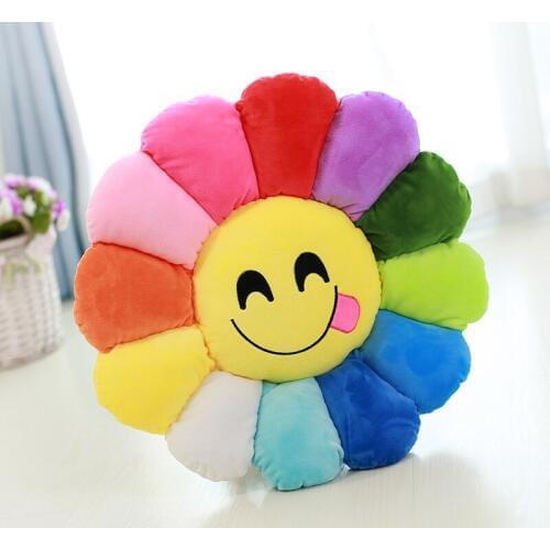Cute Expression Sun Flower Seat Pillow Stuffed Soft Plush Vehicle Office Chair Nap Cushion Baby Bed Toys Birthday Gifts TL0027