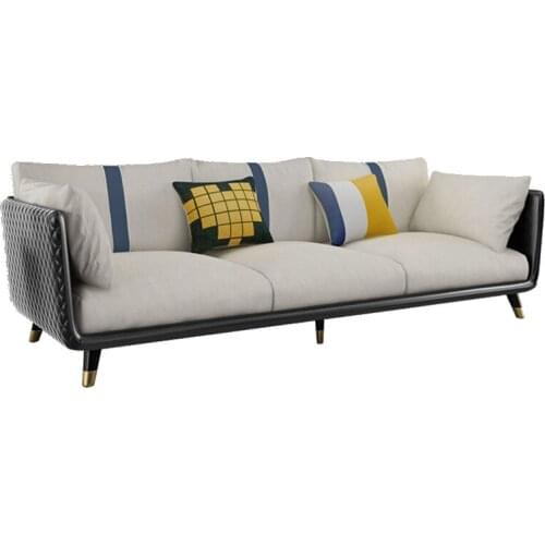 Nordic sofa fake leather + technology fabric small living room combination modern sofa