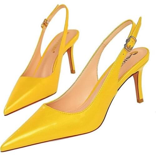 Тонкие каблуки, острый рот, острие, задняя растяжка, женские туфли, большой размер, сумка с почтой