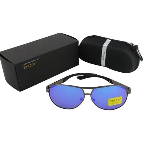Txrppr Classic Fashion Polarized Sunglasses Men/Women gun frame Colorful Coating Lens Eyewear Sun Glasses with box