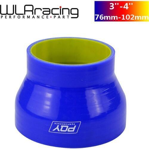 WLR RACING -BLUE & Yellow 3"-4" 76mm-102mm SILICONE HOSE STRAIGHT REDUCER JOINER COUPLING WITH PQY LOGO WLR-SH300400-QY