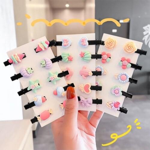10PCS/Set Lovely Cartoon Pattern Girls Hair Claws Cute Avocado Child Hairpins Fashion Hair Clips Hair Accessories Ornament Suit