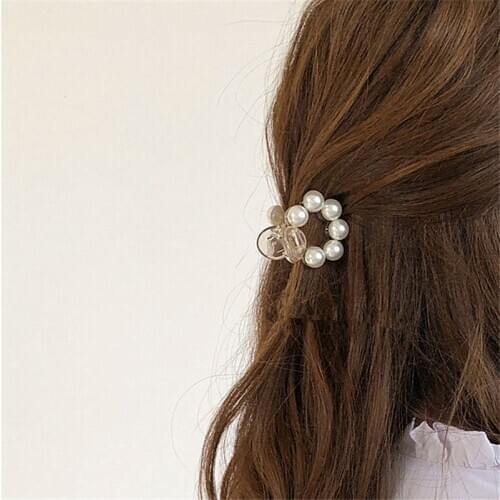 Korean Sweet Mini Round Pearl Hairpins For Women Girls Hair Claw Barrettes Hair Crab Clips Styling Make UP Tool Hair Accessories