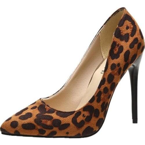 Big Size 35-44 2021 Spring Autumn Women 11cm High Heels Shoes Ladies Pumps Female Party Footwear Stiletto Heels Leopard Beige