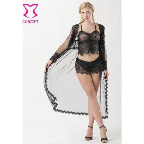 Corzzet Black Lace Sexy Women Briefs 2017 Fashion Underwear Set Club Nightwear Lingerie