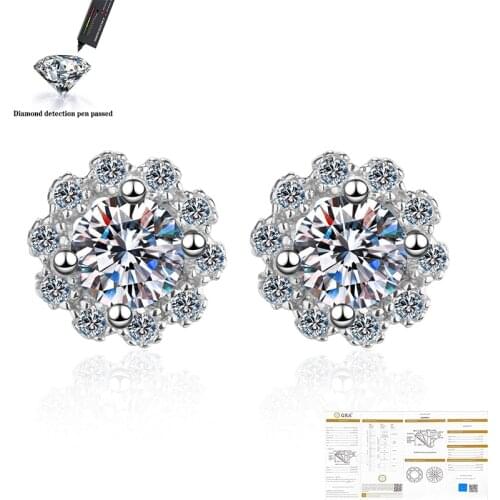 0.5ct EF VVS1 Diamond Test Passed Moissanite 18K White Gold Plated 925 Silver Earring Jewelry Woman Girlfriend Gift