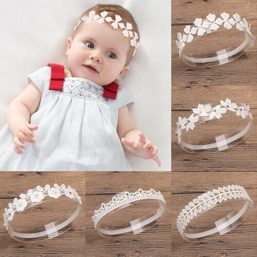 1 PCS Infant Gift Children Kids Toddler Floral Newborn Flower Lace Crown Leaf Crystal Baby Girl Headband Headwear Hairband