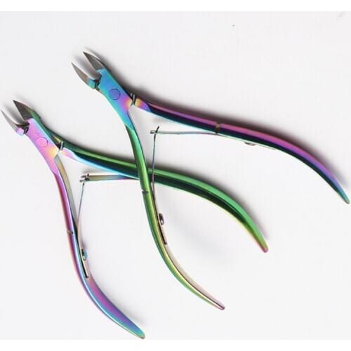 1PC Nail Cuticle Nipper Stainless Steel Rainbow Tweezer Clipper Dead Skin Remover Scissor Plier Trimming Manicure Nail Art Tool