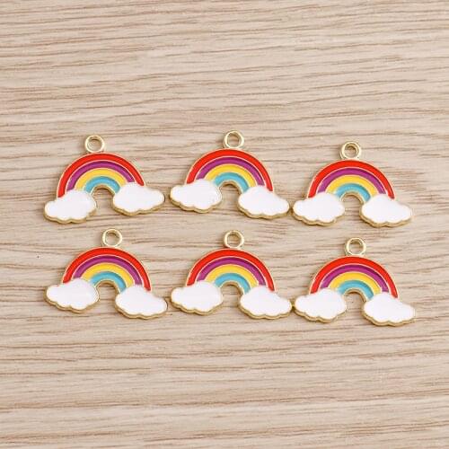 10pcs 21*15mm Rainbow Pendants Charms for Jewelry Making Enamel Cloud Charms Handmade Necklaces Earrings Accessorie DIY Crafting