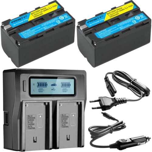 2Pcs 5200mAh NP-F770 NP-F750 NP F770 NP F750 750 Batteries + Ultra Faster LCD DUAL Charger Kits for Sony CCD-RV100 DCR-TRU47E
