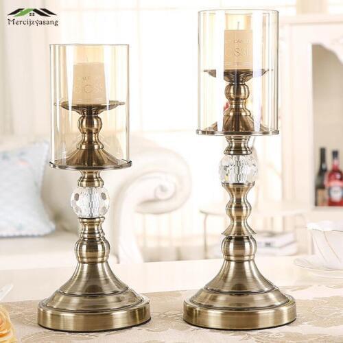 2Pcs/Lot Nordic Candle Holder Table Glass Candlestick Geometric Romantic Candle Holders for Wedding/Dinner Decoration GZT117