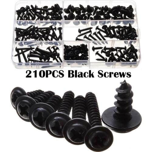 210Pcs PWA Flange Self Tapping Screws Cross Head Bolt Kit Set with Storage Case