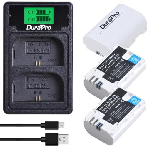 3pc 2650mAH LP-E6 LP-E6N LP E6 Li-ion Camera Battery + LCD USB Charger with Type Cable For Canon EOS 5D Mark II III 7D 60D 6D