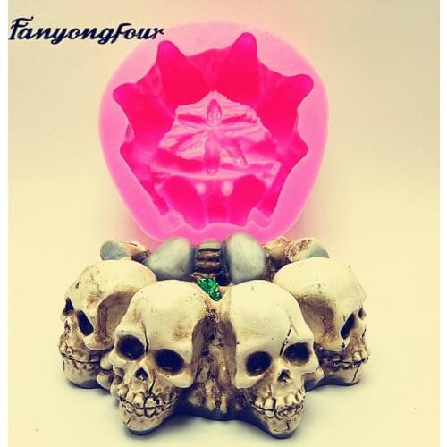 Skull 3D ashtray silicone mold fondant cake mold resin plaster chocolate candle candy mold free shipping
