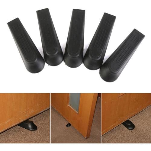 5 Pcs/Set Black Door Stops Stoppers Wedges Jam Block Holder Cather Home Office Tool #80689