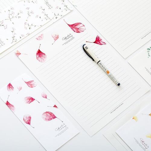 9pcs/Set 3 envelopes + 6 writting paper Fresh Leaves Series Envelope For Gift Korean Stationery