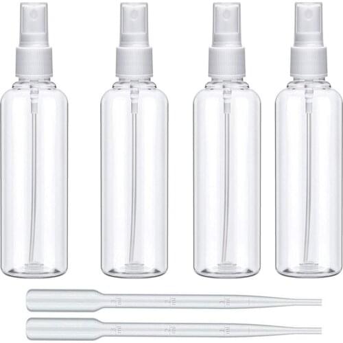 FreeShipping 4Sets 100ml Refillable Plastic PET Clear Mist Perfume Spray Bottle with White Mist Sprayer Pump for personal use