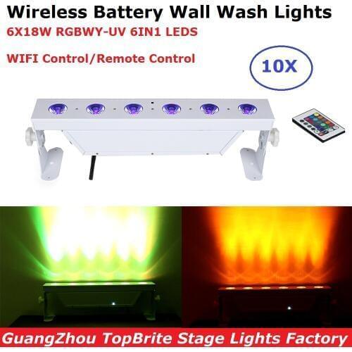 Wireless Battery Wall Washer Lights 6X18W 6IN1 RGBWY-UV LED Bar Lights DMX Dj Party Luces Discoteca LED Stage Strobe Lights