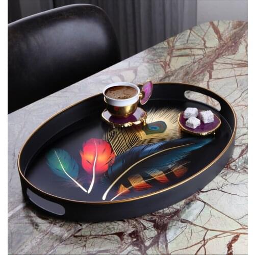 Gilded Lux Oval Large Tray Modern Presentation Tray, Coffee Tray, Tea Tray Breakfast Tray, big Tray