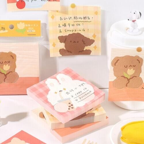 MINKYS New Arrival 100 Sheet Kawaii Lovely Bear Milk Rabbit Memo Pads Note Paper Sheets Daily To Do List Paperlaria Stationery