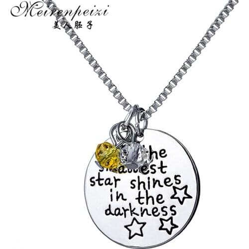 "Even The Smallest Star Shines ....."Letter Engraved Inspirational Message Pendant Necklace Graduation Gift for Best Friend