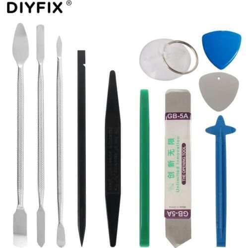DIYFIX 11Pcs Mobile Phone Repair Tools Kit Metal Spudger Set Nylon Opener for iPhone Tablet Computer Pry Opening Tools