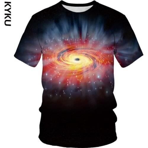 Summer Men new Nature universe night sky starry sky 3D printing trees landscape mens T-shirt casual summer O-neck top men