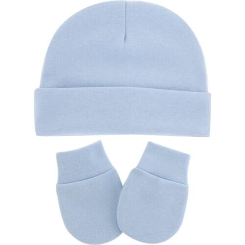 3pcs Baby Infants Anti Scratching Cotton Gloves+Hat Set Newborn Face Protection Scratch Mittens Warm Cap Kit