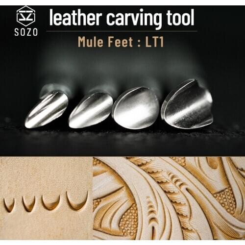 SOZO LT1 Lather Carving Tool Mule Feet DIY Handmade Stamping-print Embossing Stamps Saddle Making 304 Stainless Steel
