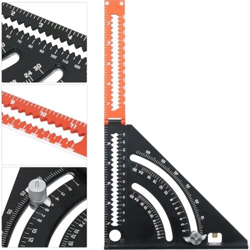KKmoon Folding Triangle Square Ruler Goniometer Aluminium Alloy Measuring Ruler Metric Woodworking Positioning Tool Angle
