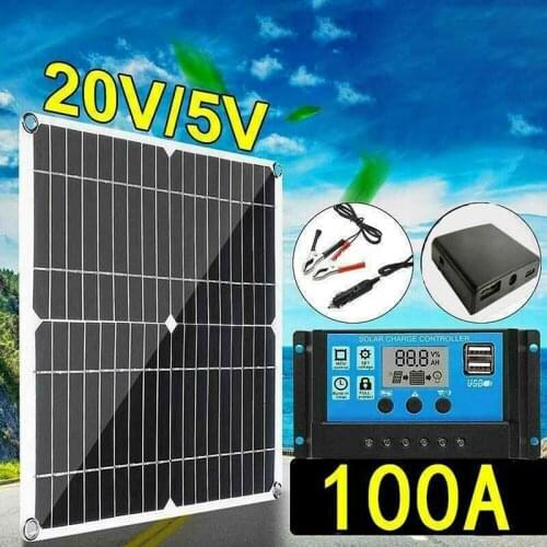 100 W Solar Panel Kit Portable Waterproof Solar Panel 1000 mA for Caravan RV Boat Motorcycles Battery Charger Accessories