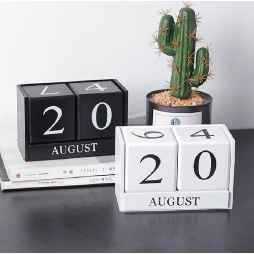 Creative Wooden Calendar Table Desk Decoration Black White Calendar Home Office School Store Decoration Ornaments